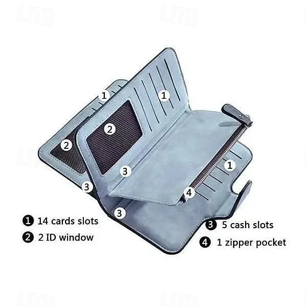 محفظة نسائية أنيقة مصنوعة يدويًا بفتحات متعددة، محفظة كورية ثلاثية الطي، سعة كبيرة، حامل بطاقات متعدد، محفظة جلدية أنيقة بلونين، هدية 2026 - $15.99 –P3