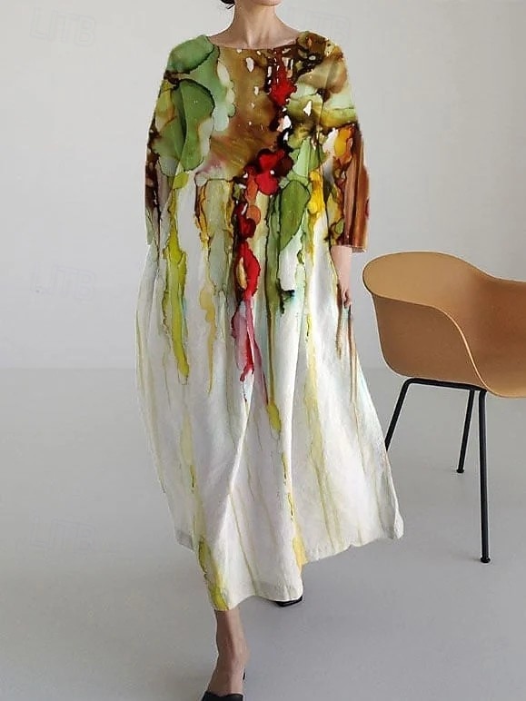 Női Maxiruha A vonalú ruha Fit and Flare ruha Buli Alkalmi Boho Parti Esküvői vendég Napi Virágos Grafika Pöttyös Hosszú ujj Terített nyak Fehér Arcpír rózsaszín Lóhere Tavasz Ősz Tél 2025 - $38.99 –P1