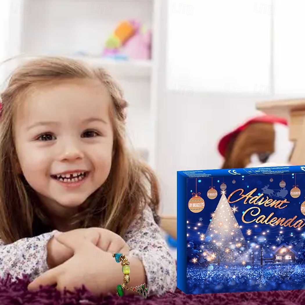 Christmas Advent Calendar Bracelets 2025 for Girls, 24 Days DIY Jewelry Making Kit with 22 Charm Beads and 2 Adjustable Bracelets, Xmas Countdown Gift for Kids Teens Women 2025 - $20.99 –P4