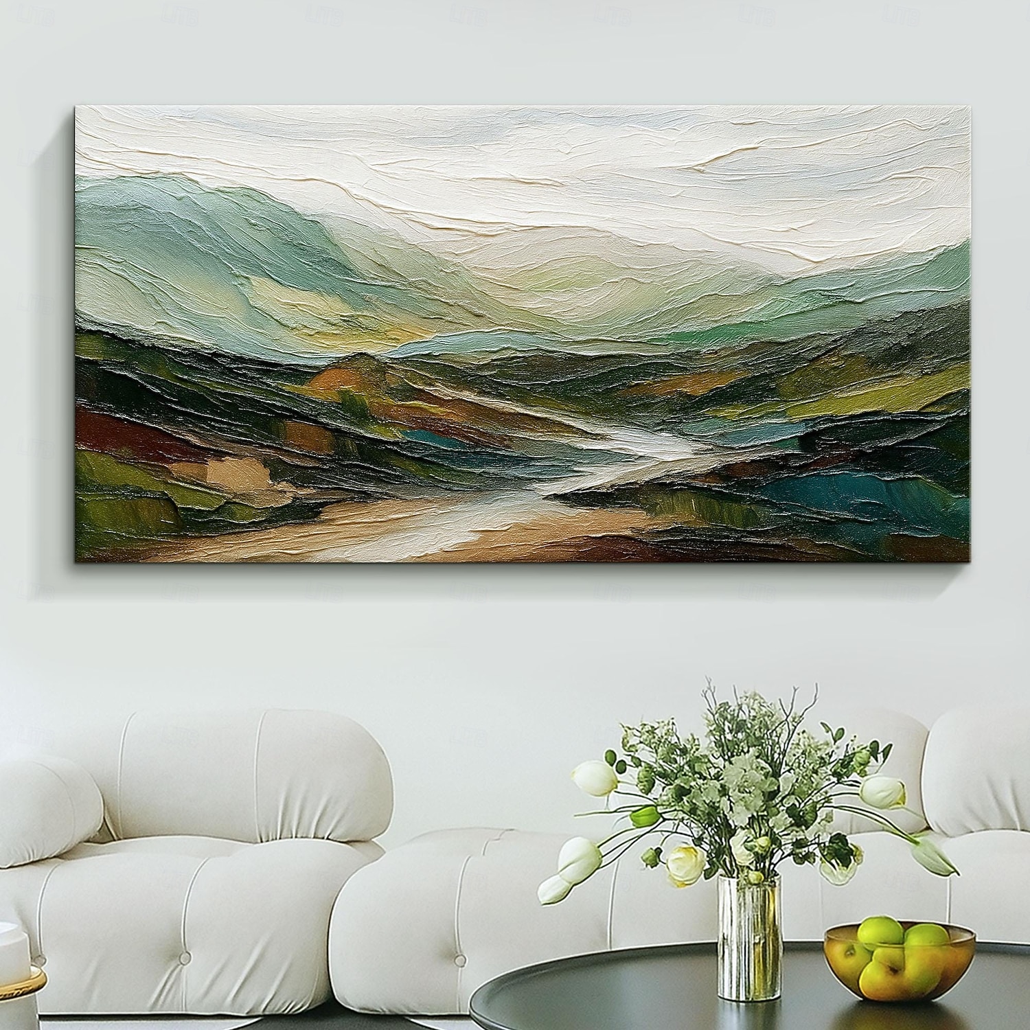 Pintura a óleo original de montanha sobre tela 3D, arte verde, pintura minimalista de paisagem, textura abstrata, arte de parede verde, decoração de parede grande de 2026 por $36.99 –P5