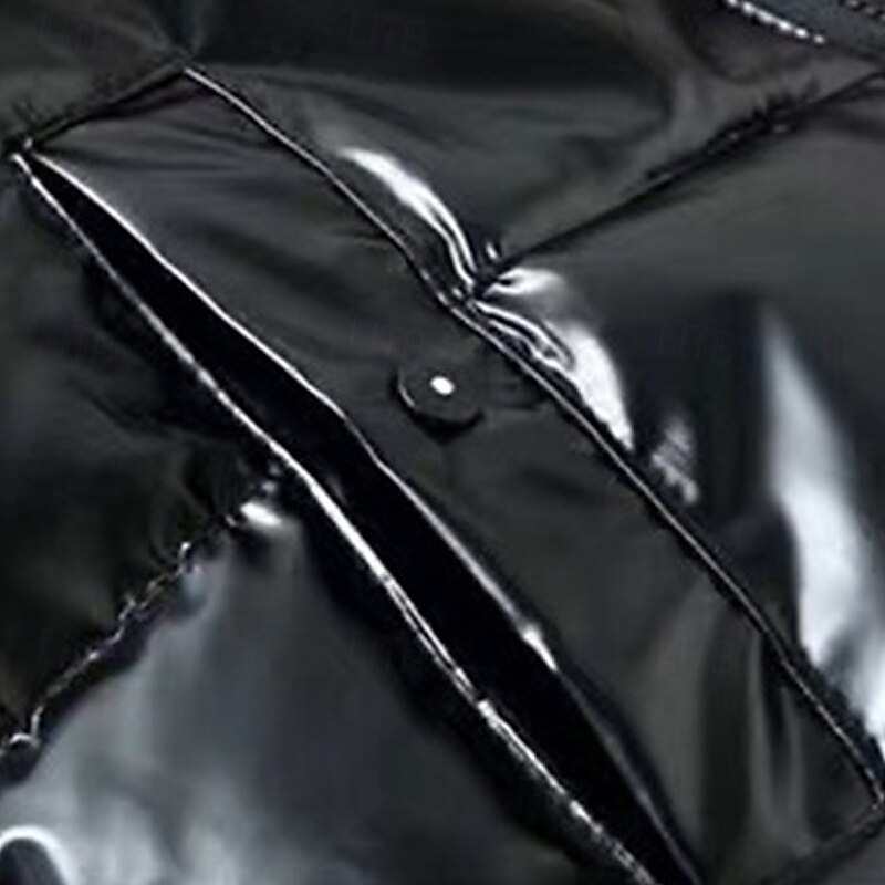Herr Pufferväst Väst Gilet Semester Dagligen Datum Mode Ledigt Höst vinter Ficka Polyester Håller värmen Bekväm Ensfärgat Dragkedja Huva Normal Silver Svart Väst 2025 - $29.99 –P9
