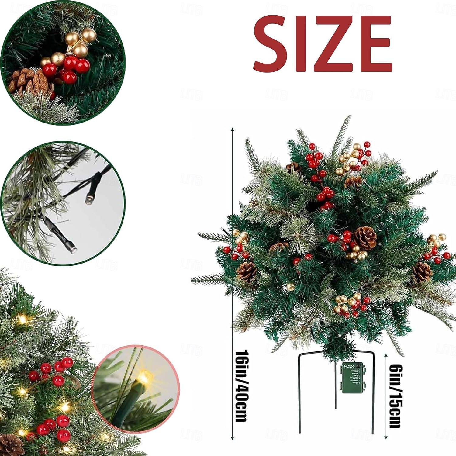 urne de remplissage pour sapin de Noël artificiel pré-éclairé, 8 modes &Piquets d'arbre de Noël alimentés par batterie et minuterie adaptés aux allées, patios, jardins, fêtes d'anniversaire, de 2025 ? $35.99 –P11