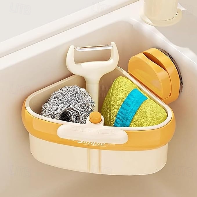 2er-Pack Eckregal mit Saugnapf für die Spüle, Siebkorb für die Druckspüle, automatischer Abtropfkorb, Schwammhalter für den Wasserhahn, abnehmbarer Aufbewahrungsorganizer für die Küchenspüle 2025 - $19.99 –P7