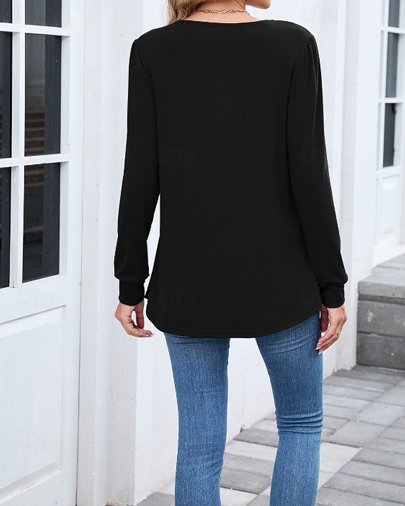 Mujer Blusa con textura Camiseta Plano Casual Manga Larga Cuello