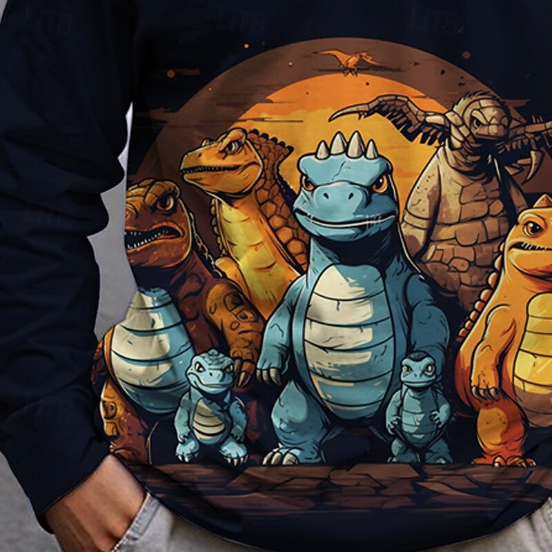 Pojkar 3D Dinosaurie T-shirt Långärmad Vår Höst Mode Grundläggande Barn 4-12 år Rund hals Utomhus Ledigt Dagligen Normal 2025 - $13.99 –P11