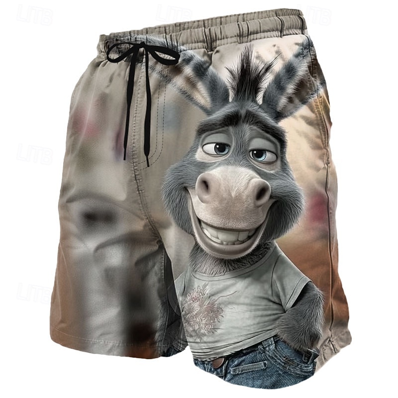 Homens Animal Mula / Burro Rosto sorridente Calção Justo de Natação Shorts de Natação Bermuda de Surf Cintura Média Engraçado Ao ar livre Férias Bolsos laterais Forro de malha Cintura elástica com de 2026 por $20.99 –P2