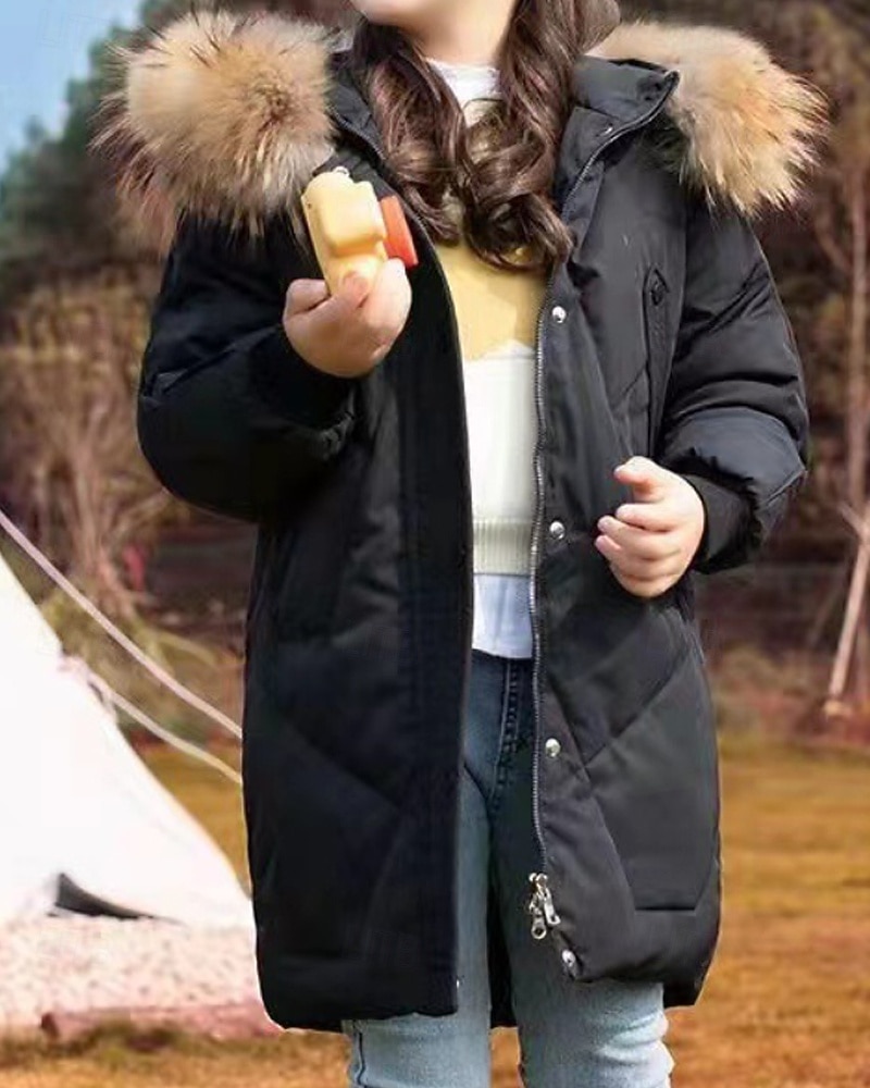 Copii Fete Jos Culoare solidă Modă Γούνινος Γιακάς Fermoar Buzunar Școală Palton Îmbrăcăminte exterioară 4-12 ani Iarnă Negru Roz Îmbujorat Roșu-aprins 2025 - $35.99 –P13