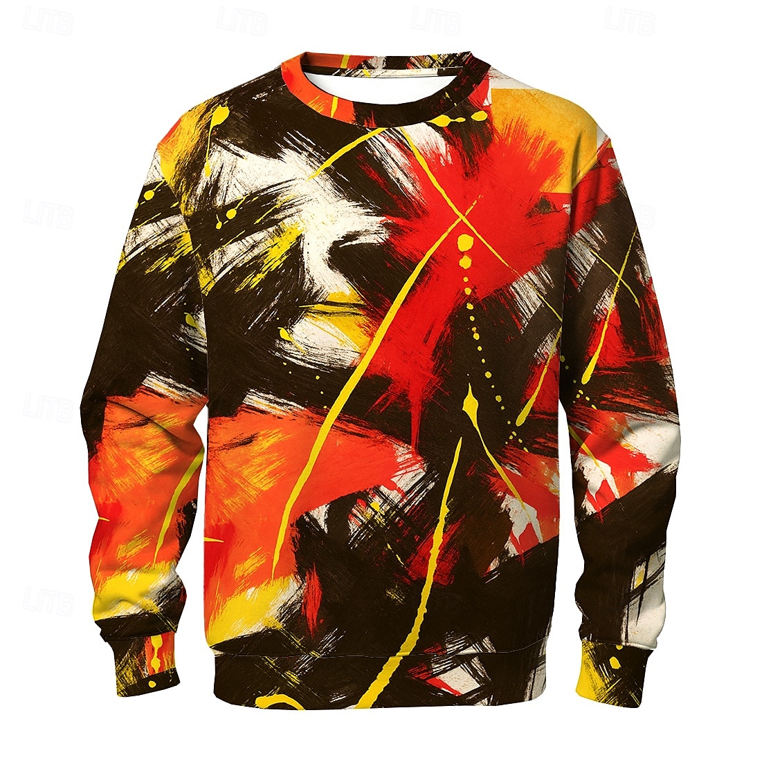 Herre Abstrakt Genser Fritid Langermet Crew-hals Feriereise Gateklær Rød Lilla Crewneck 3D Alle årstider Designer 2025 - $26.99 –P1
