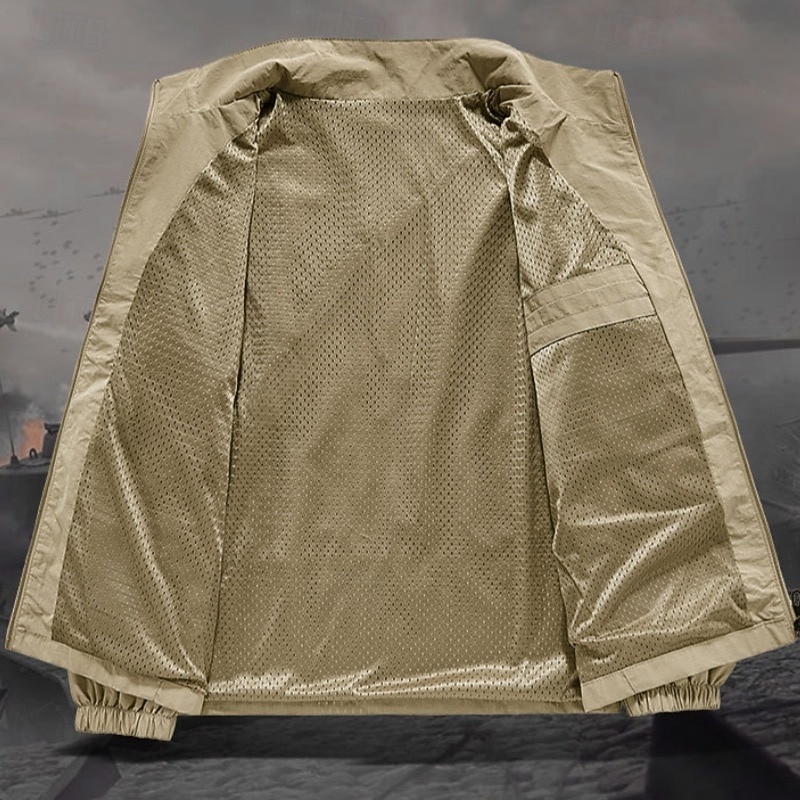 Per uomo Giacca Leggera Giacca Casual All'aperto Vacanza Caldo Cerniera Tasca Autunno Inverno Semplice Moda Streetwear Colletto Mao Regolare Nero Cachi Verde militare Blu scuro Grigio Giacca del 2026 a $37.99 –P7