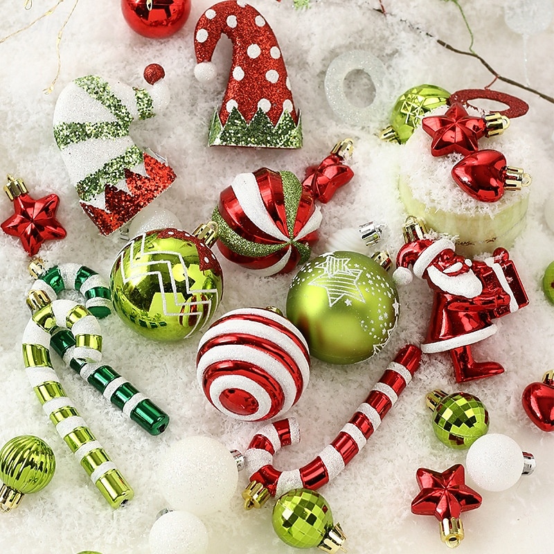 50 st julgranskulor julgranskulor ornament, juldekorationer, målade julgranskulor set för julgransupphängning 2025 - $42.99 –P3