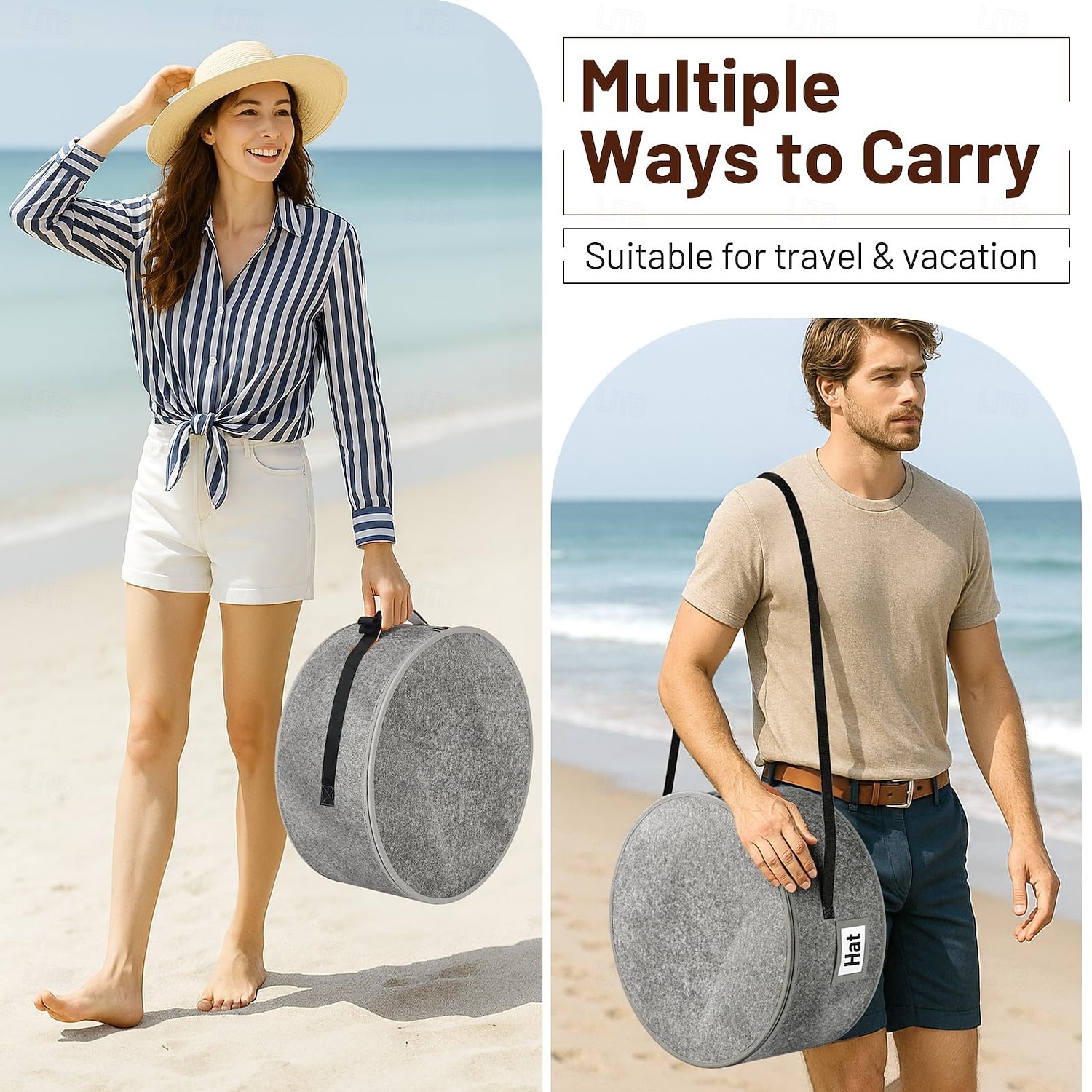 Складной ящик для хранения фетровых шляп большого размера с крышкой и ручкой – круглый дорожный органайзер для шляп для мужчин и женщин, сумка для хранения ковбойских шляп, хранения одежды и мягких 2026 - $22.99 –P3