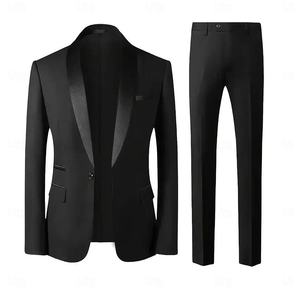 Uomo Smoking Abiti da sposa Casuale Affari Nero Primavera, Autunno, Inverno, Estate Tuta Bavero sciallato Formale Tinta unita Vestibilità su misura 2 pezzi Monopetto a un bottone del 2026 a $136.99 –P4
