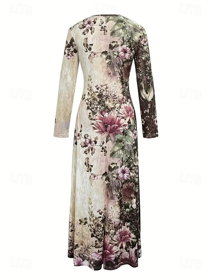 Påske Dame Maxikjole Kjole med A-linje Fit And Flare Dress Ferie Fritid Bohem Fest Daglig Ut på byen Normal Blomstret Grafisk Polkadotter Ermeløs Crew-hals Beige Sommer Vår Høst Vinter 2025 - $36.99 –P3