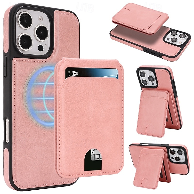 telefon Kılıf Na iPhone 17 Pro Max 17 Air 16 15 14 Pro Max Plus 16e 13 Pro Max Osłona tylna Magnetyczne Stopka Gniazdo karty Retro TPU Skóra PU 2025 - $16.99 –P1