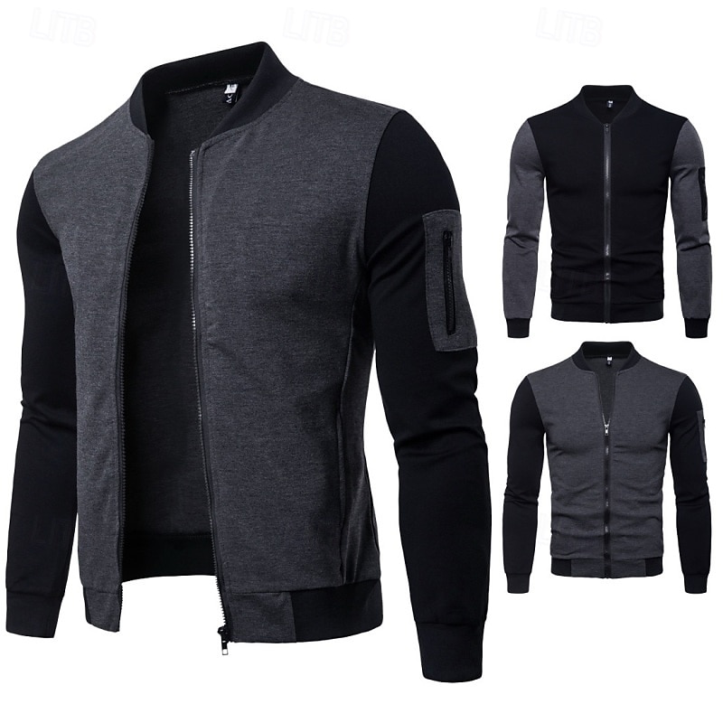Hombre Sudadera Sudadera Con Capucha Pull-over Sudadera con capucha y botones Negro Gris Cuello Barco Cuello Mao Plano Retazos Bloque de Color Deporte Casual Diario Poliéster Ropa de calle Fresco 2025 - $39.99 –P1