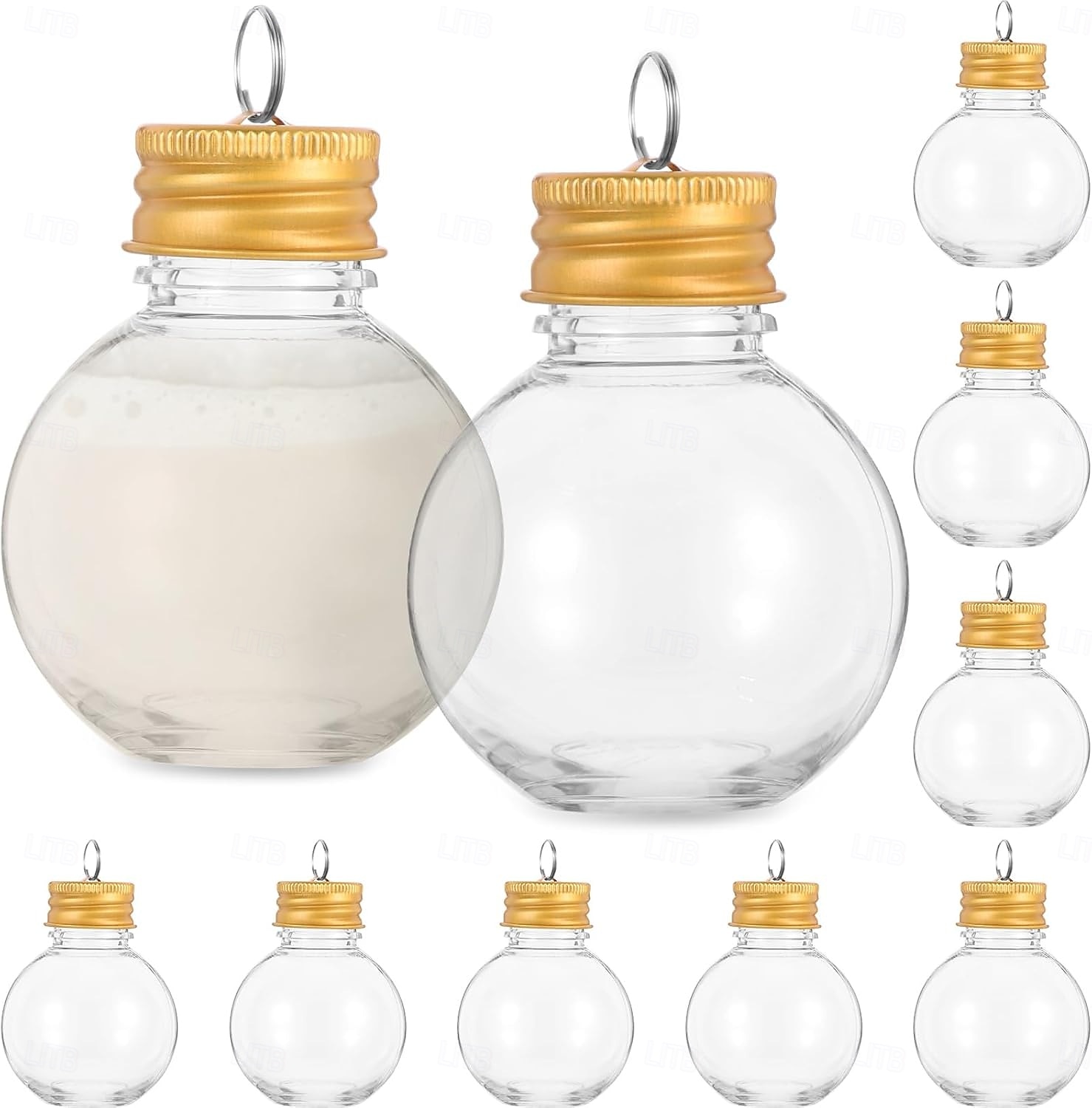 Lot de 10 boules d'alcool de Noël transparentes de 50 ml/100 ml, ornements à remplir pour sapin de Noël avec pendentif en argent et en or, boules d'alcool suspendues pour bricolage, décoration de fête de 2025 ? $9.49 –P1