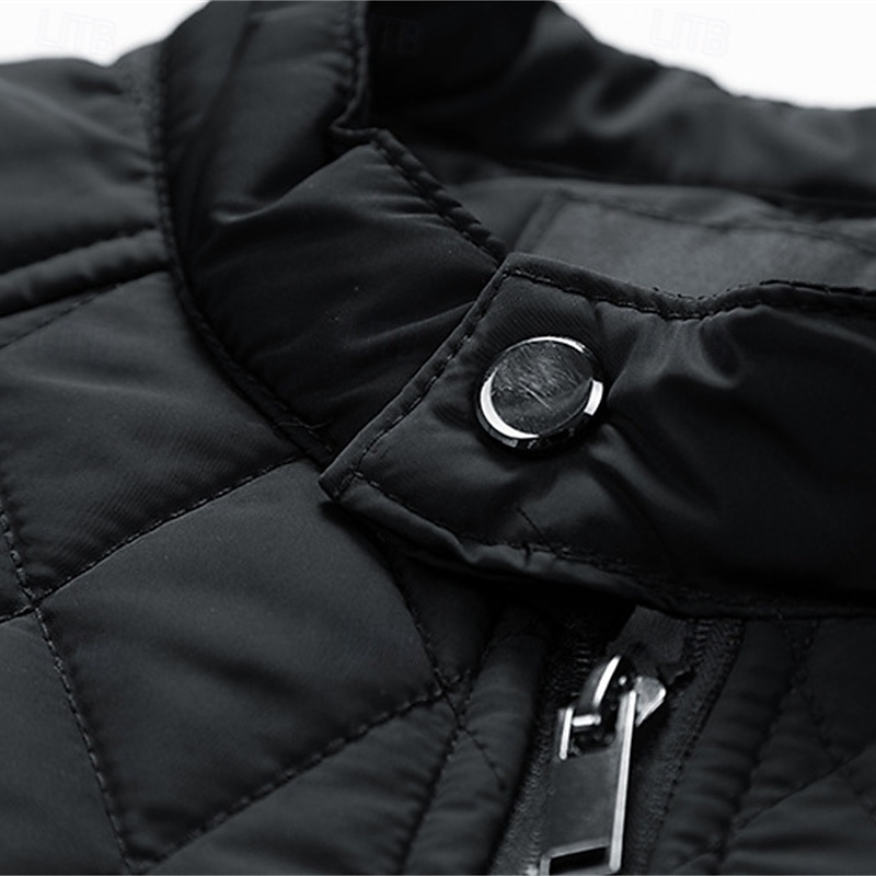 Per uomo Cappotto Invernale Giacca trapuntata Parka Tasca Poliestere Vacanza Abbigliamento quotidiano Data Regolare Moda Casual Confortevole Calore Termico Inverno Colore Solido / Tinta Unita Nero del 2026 a $59.99 –P10