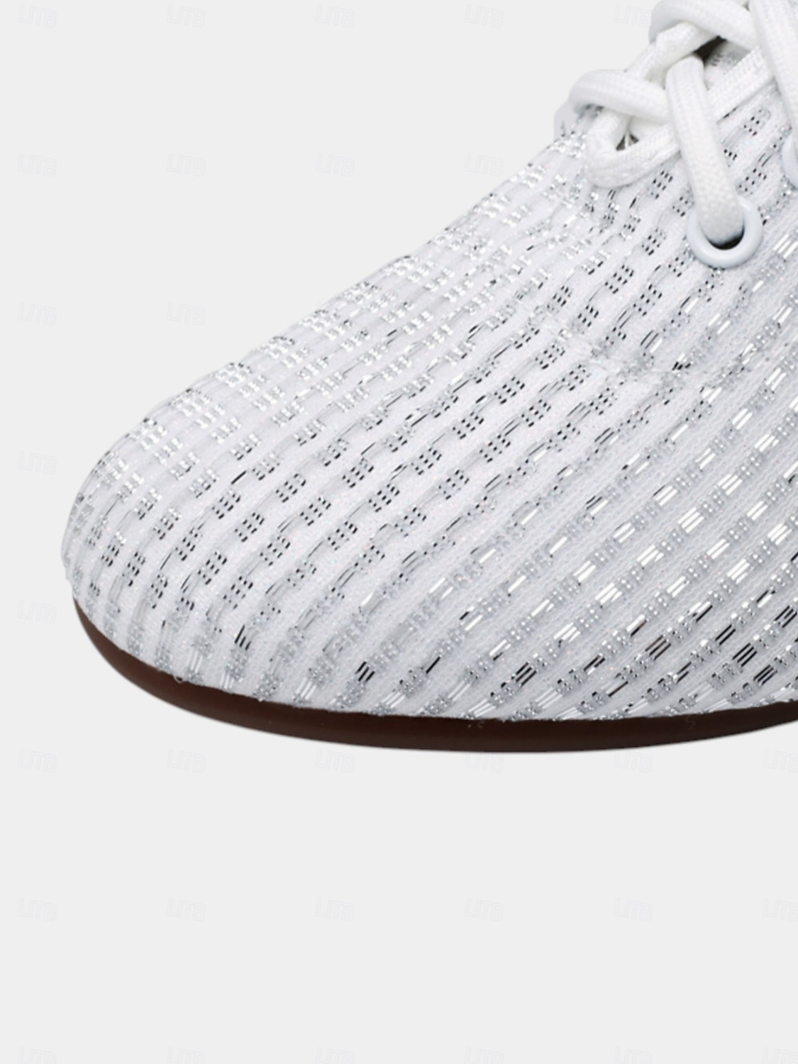 Sapatos de dança brancos com cadarço para mulheres - calçados de salão de salto grosso e brilhante com design de malha respirável para prática e performance de 2025 por $34.99 –P6