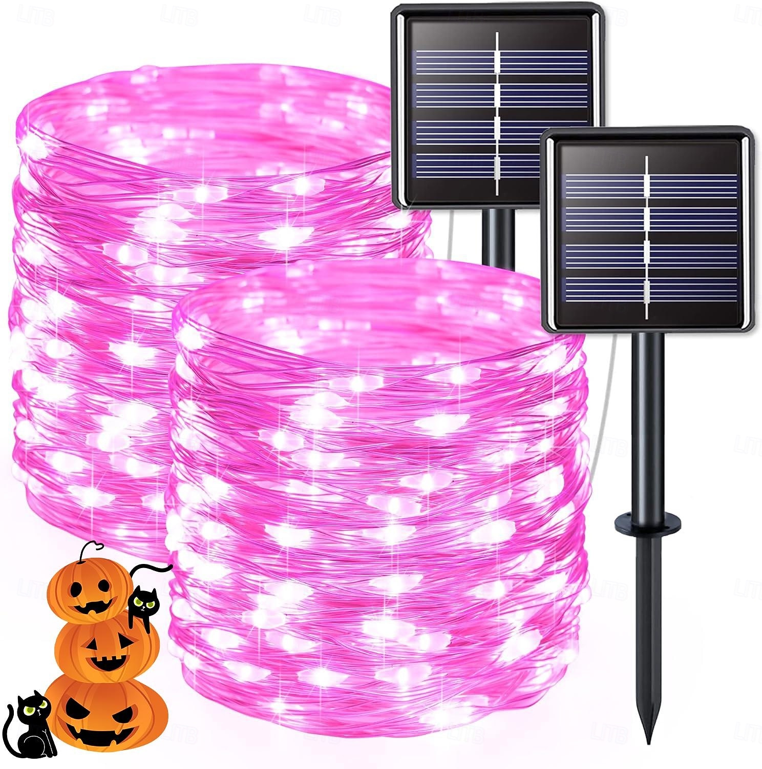 2 ks 10M/33FT 100 LED Korálky Venkovní IP44 Voděodolné Solární Fairy Světelný Řetěz Halloween Svatební Valentýna Dvůr Trávník Zahrada Festivalová Atmosféra Dekorace Měděný Drát Světlo 2026 - $14.49 –P15