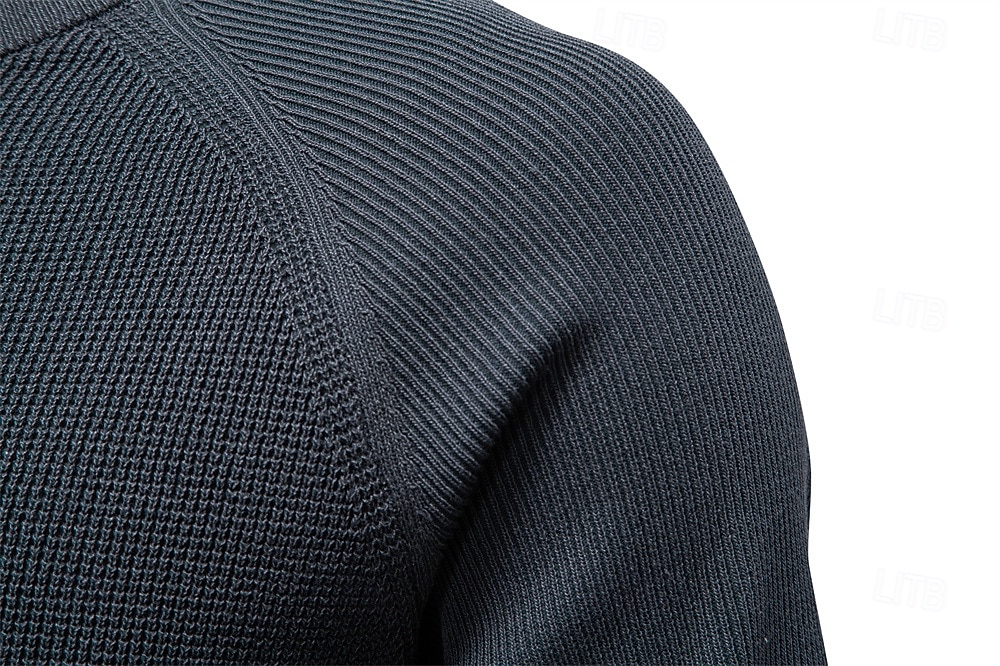 Herre Pullover genser Vaffelstruktur Strikke Crewneck عادي Crew-hals Årgang Kul Skole Feriereise Klær Raglan Ermer Vår Høst Mørk Marineblå Kakifarget S M L 2026 - $35.99 –P4