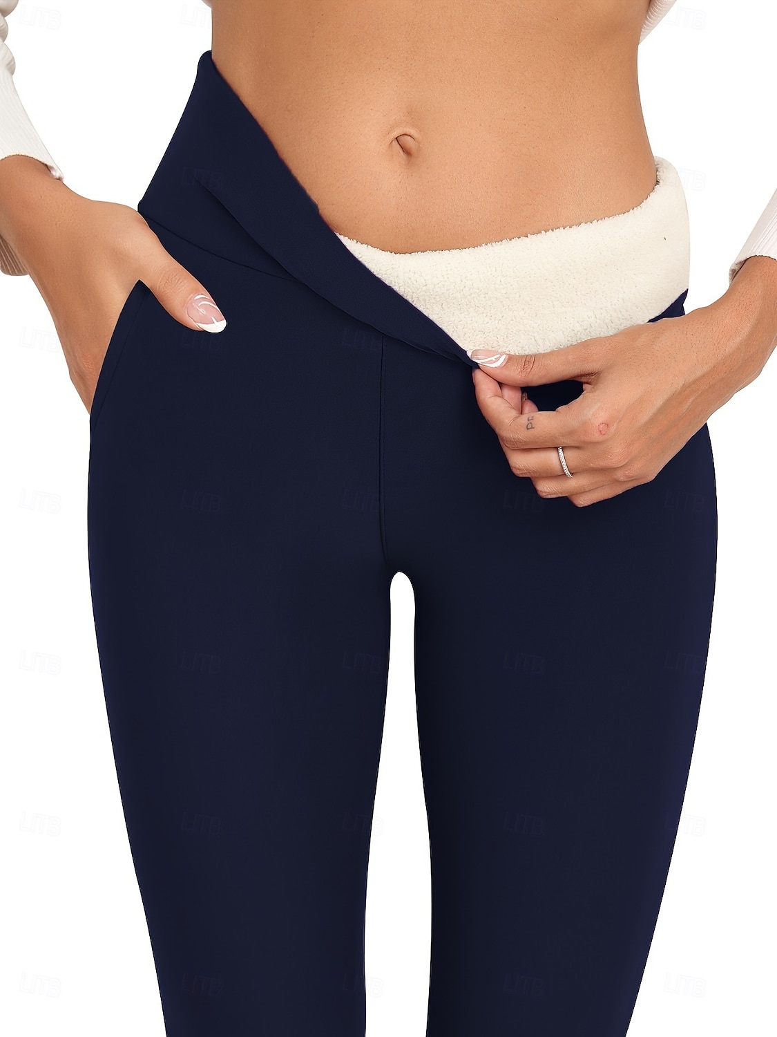 Women's Fleece Lined Leggings Tights Leggings Vacation Vintage Ethnic Style Full Length High Waist Solid Color High Cut Comfort Breathable Stretchy Indoor Vacation Street Wine Black Navy Blue Gray 2026 - $24.99 –P4