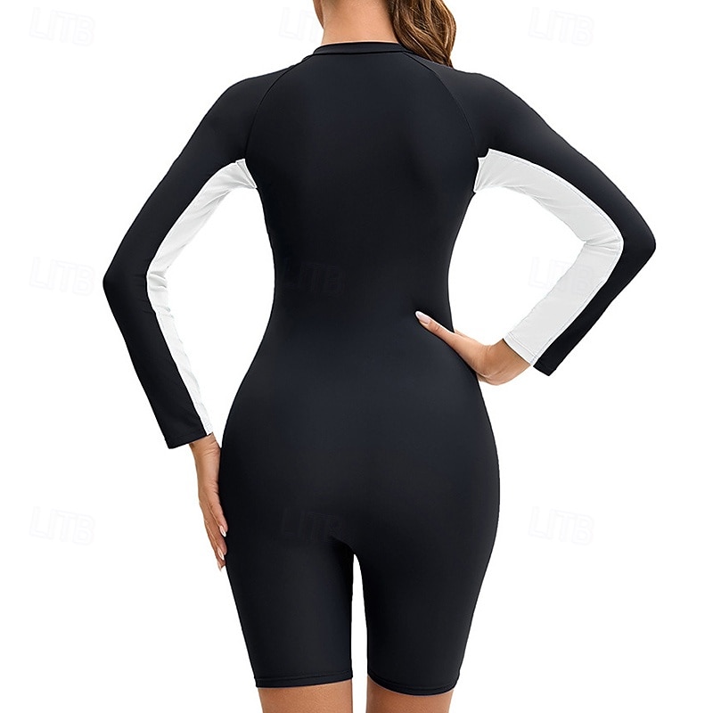 Femmes Maillot de bain Maillot Anti UV Protection Solaire UV UPF50+ manche longue Maillot de Bain Zip Up Natation Surf Patchwork Été Printemps Automne de 2025 ? $27.99 –P19