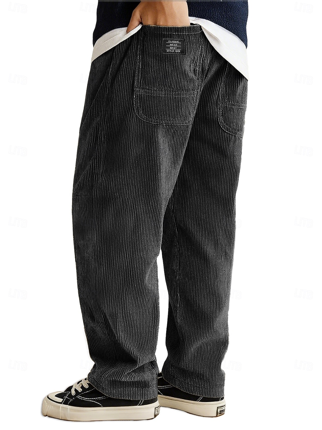 Homens Calças Esportivas Calças de Veludo Calças Calças largas Cintura elástica Perna reta Tecido Pavio Humido Respirável Comprimento total Ao ar livre Casual Diário Moda Roupa de rua Preto Branco de 2026 por $28.99 –P5