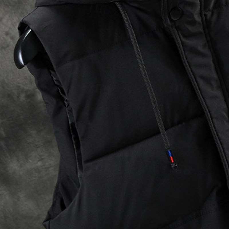 Pánské Puffer Vesta Kamizelka Vesta Dovolená Denní Rande Módní Na běžné nošení Zima Kapsy Polyester Zahřívací Pohodlné Pevná barva Kamuflážní barva Zip Kapuce Běžný Černá Tmavě šedá Béžová Šedá Vesta 2025 - $41.99 –P10
