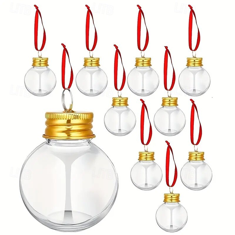 10 ks vánočních alkoholových kuliček sada plnitelných průhledných plastových vánočních ozdob na závěsné skleničky na panáky pro vánoční, domácí, sváteční, svatební, večírek a dekoraci 2025 - $11.99 –P10