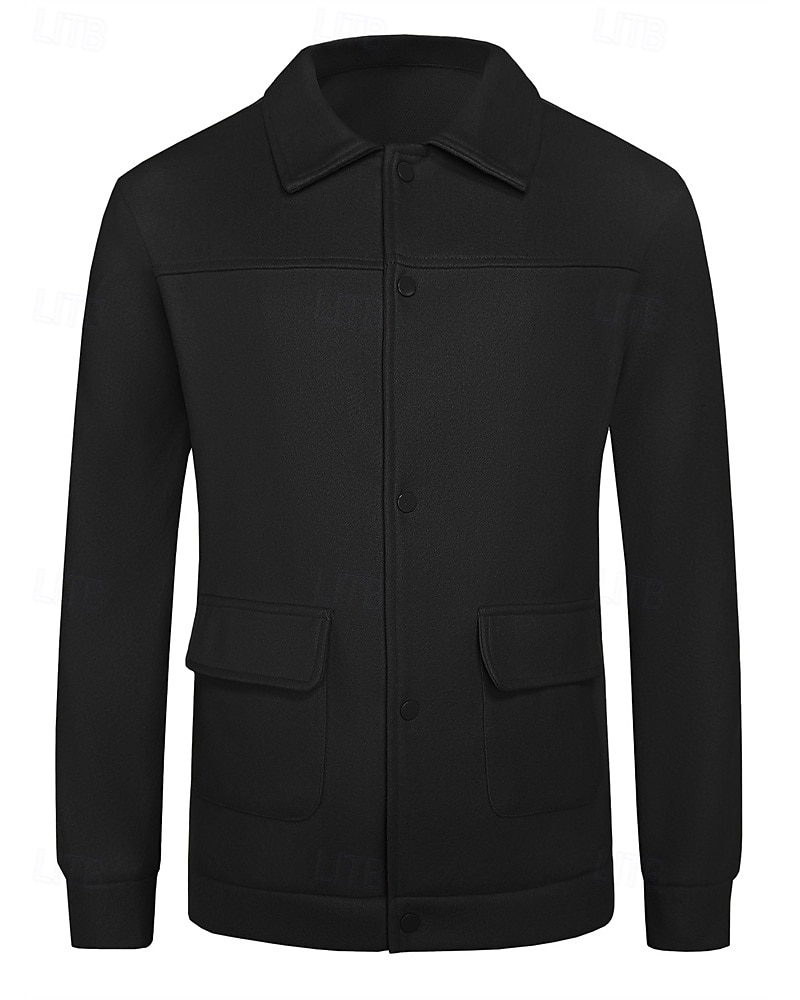 Herren Leichte Jacke Freizeitjacke Urlaub Täglich Atmungsaktiv Tasche Herbst Winter Einfach Mode Klassisch Revers Regulär Aprikose Schwarz Jacken 2025 - $32.99 –P13