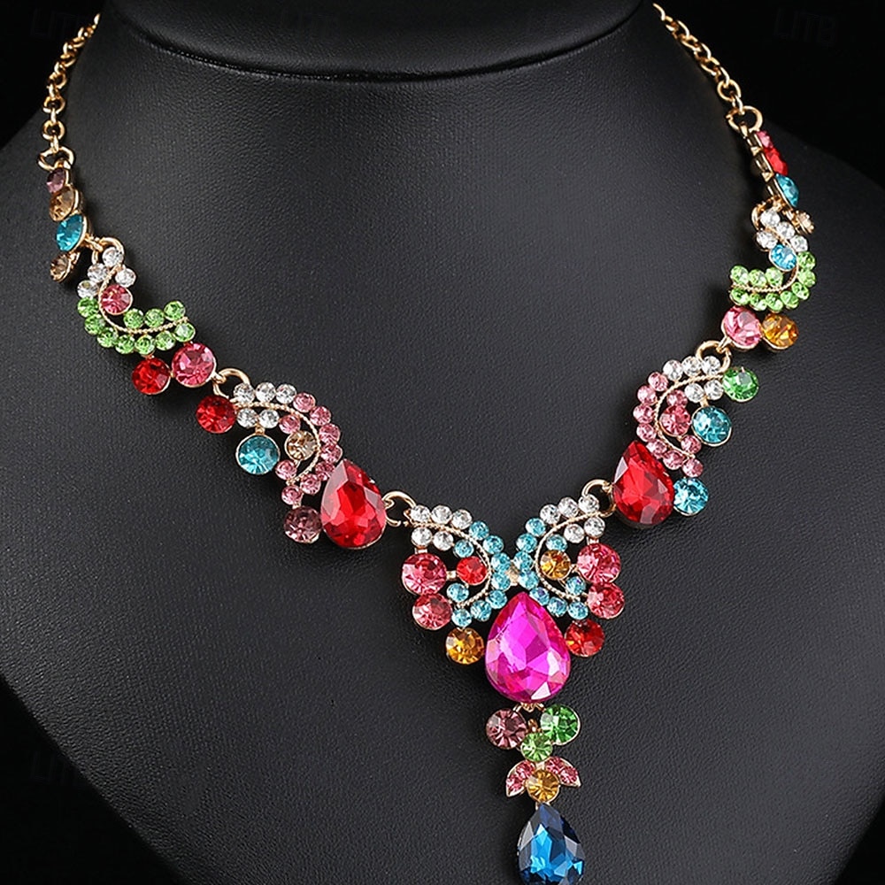 Parure de bijoux 2 Chrome 1 Collier Boucles d'oreilles Femmes Élégant ancien Mode Le style rétro Classique Parure de Bijoux Pour Mariage Soirée robe demoiselle d honneur de 2025 ? $19.99 –P3