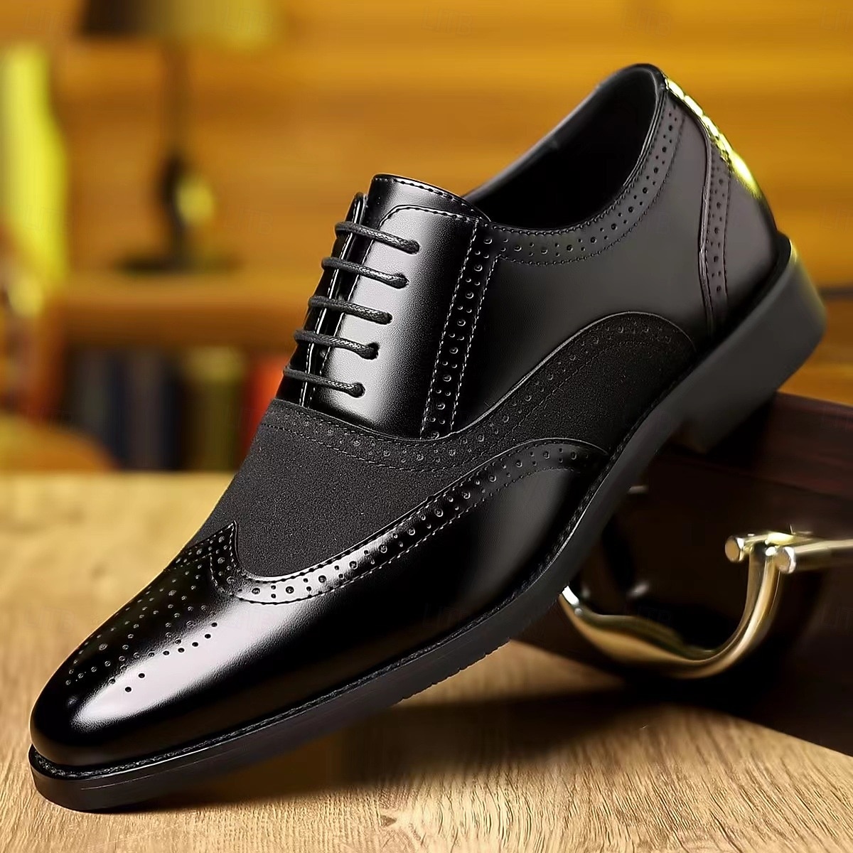 Sapatos oxford masculinos bico fino bicolor marrom e verde – brogues estilosos de couro sintético para looks casuais elegantes de 2025 por $42.99 –P9