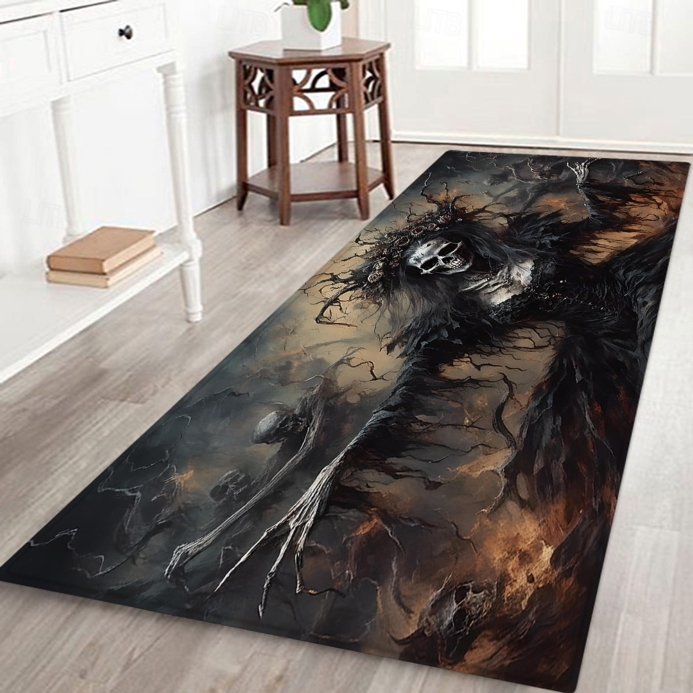 سجادة أرضية للهالوين بنمط أشباح مخيفة من الفلانيل، غير قابلة للانزلاق عند مدخل المنزل أو الحمام أو غرفة النوم 2025 - $29.99 –P1