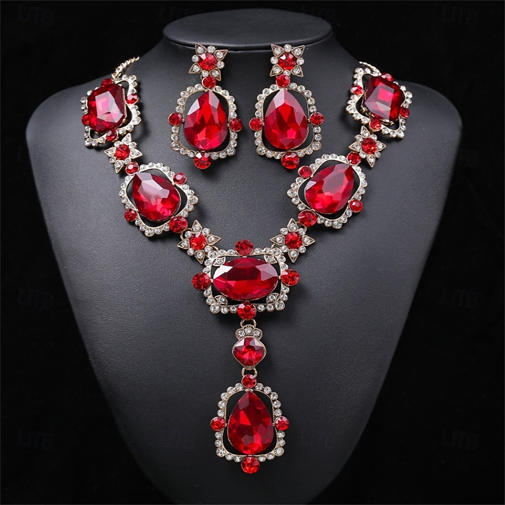 Sieradenset 2 Kromi 1 Ketting Oorbellen Dames Elegant Vintage Modieus Vintagestijl Klassiek Sieraden set Voor Bruiloft Feest Bruiloft gast 2025 - $29.99 –P1
