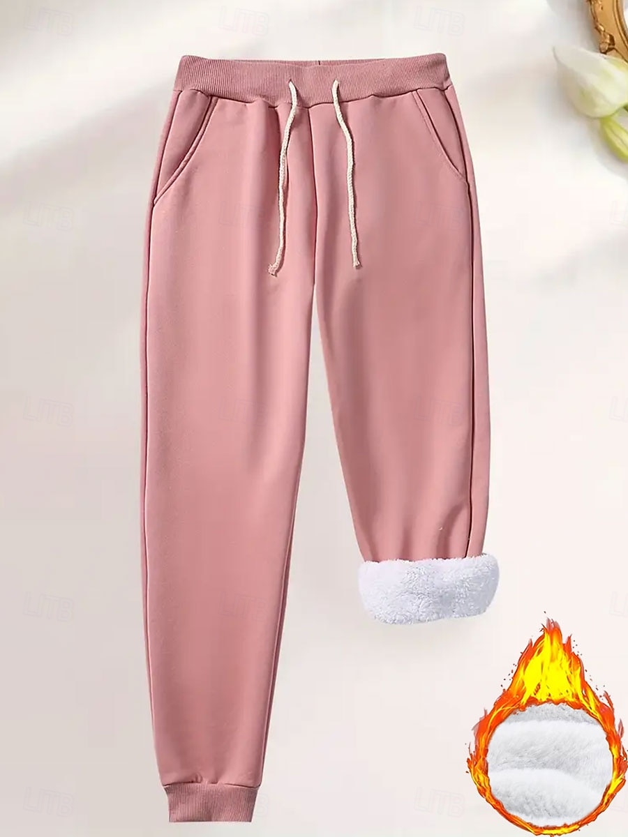 Women's Sweatpants Fleece Pants Trousers Jogging Pants Vacation Vintage Fashion Full Length High Waist Plain Drawstring Pocket Sporty Comfort Warm Soft Micro-elastic Daily Outdoor Sports Blue Dark 2026 - $24.99 –P4