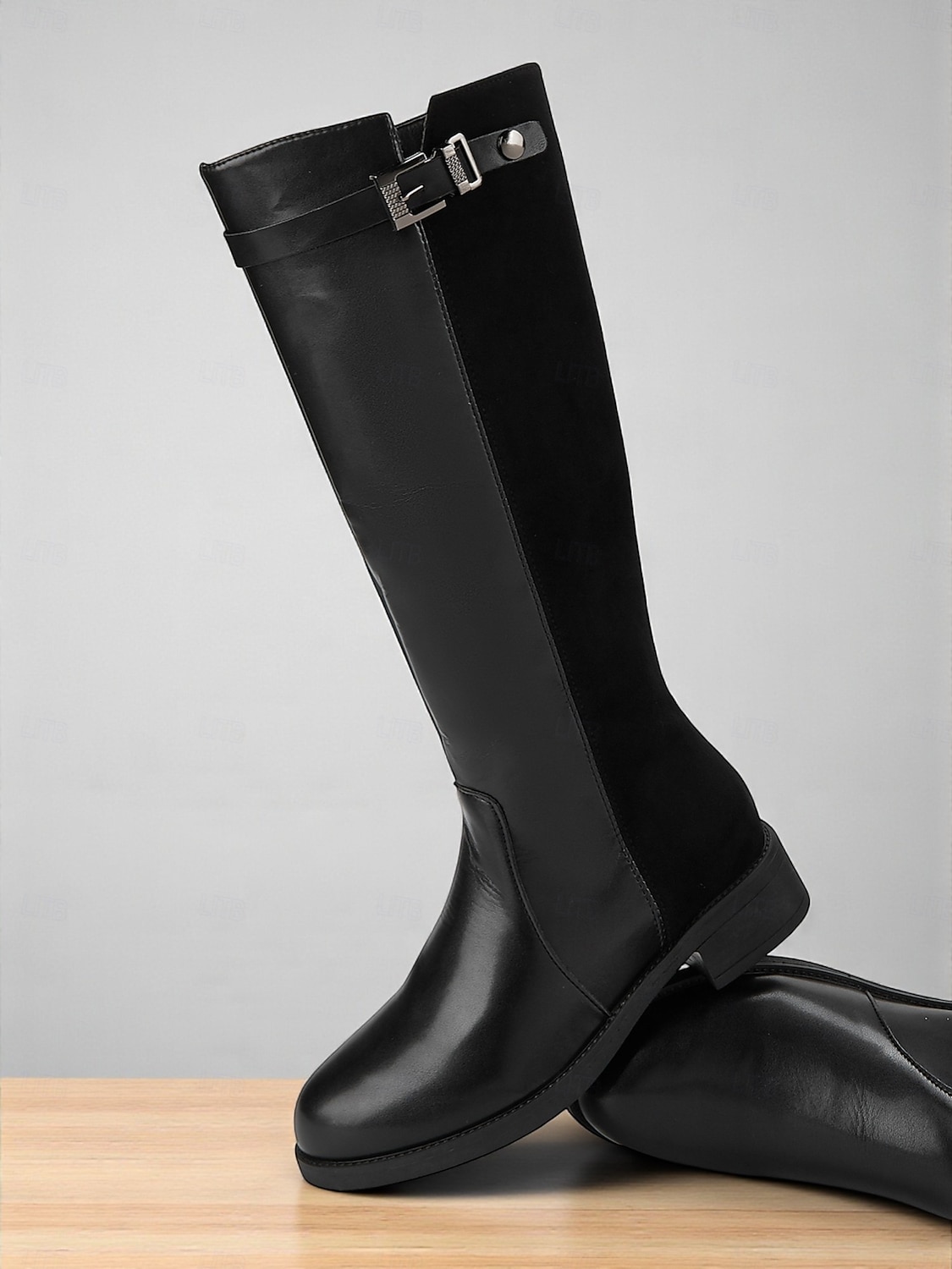 Femmes Bottes Quotidien Bottes hautes au genou Petit talon Bout Rond Occasionnel Minimalisme Faux daim Fermeture éclair Noir Marron de 2025 ? $42.99 –P3