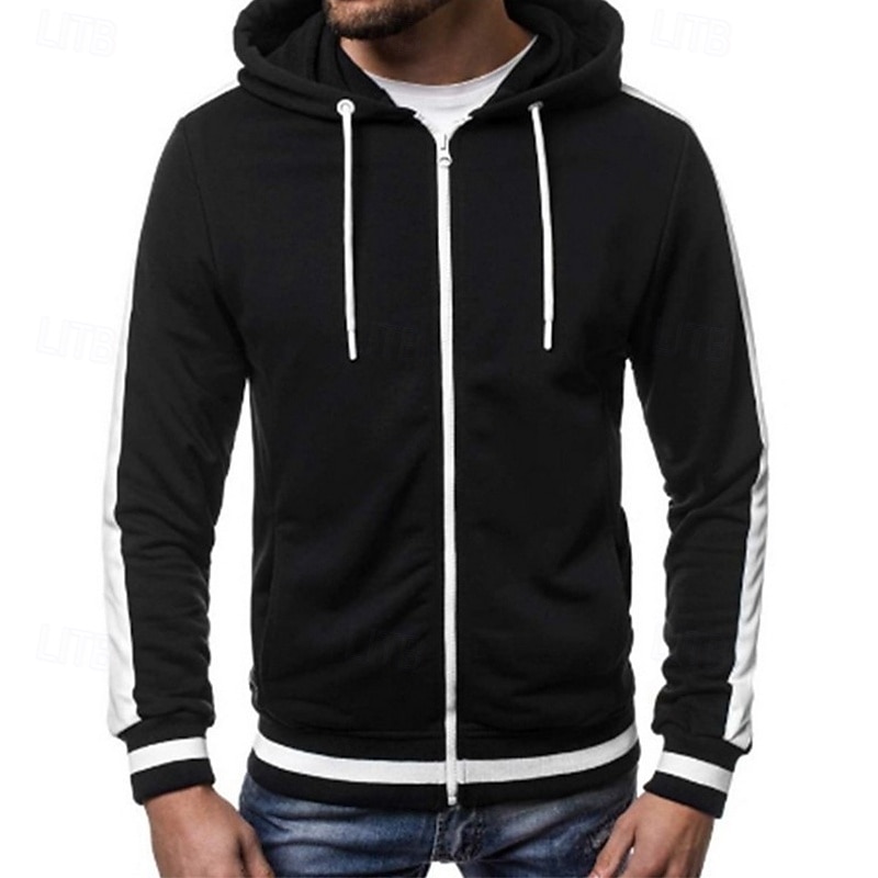Herren Kapuzensweatshirt Vollreißverschluss-Kapuzensweatshirt Weinrot Schwarz Königsblau Hellgrau Dunkelgray Mit Kapuze Einfach Patchwork Farbblock Sport & Outdoor Lässig Täglich Streetwear Cool 2026 - $18.49 –P5