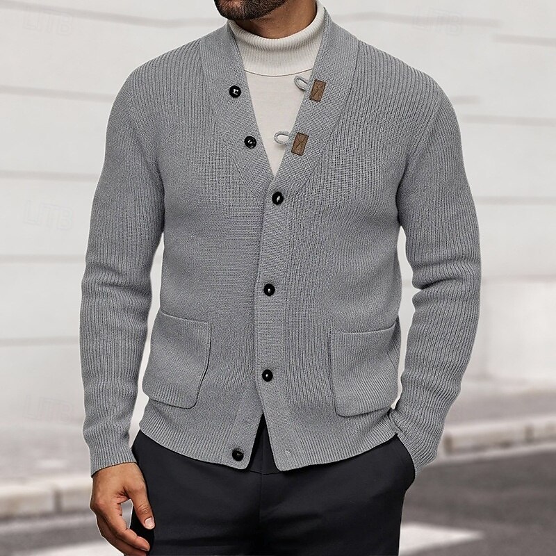 Herren Pullover Kleid Pullover Strickjacke Strickpullover Gerippt Stricken Normale Oberteile Gestrickt Gerippt Einfach V Ausschnitt Mode Schals Lässig Alltagskleidung Bekleidung Herbst Winter Schwarz 2025 - $37.99 –P1