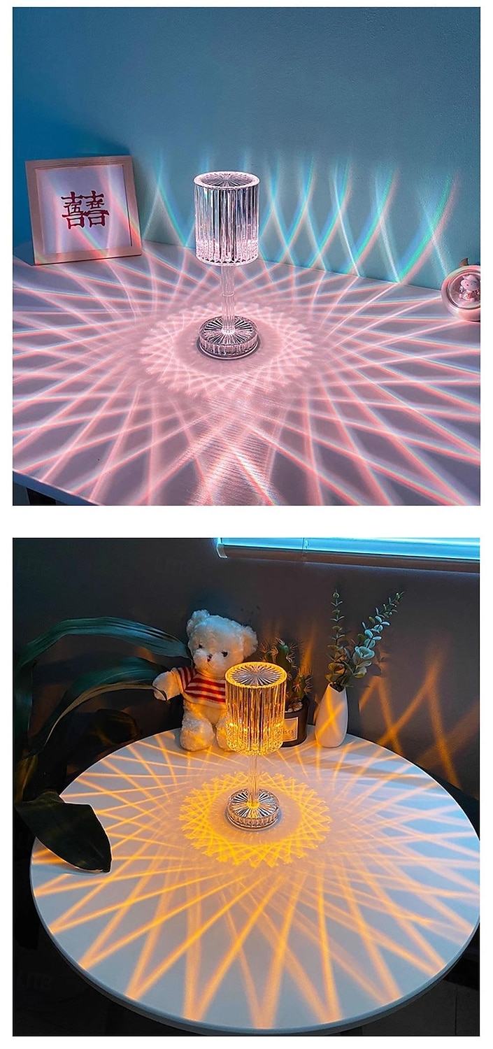 elegante abajur de cabeceira com toque de cristal - luz LED ajustável com bateria recarregável e carregamento USB, decoração de interiores, luminária de mesa moderna, luminária de mesa decorativa, luz de 2025 por $14.99 –P7