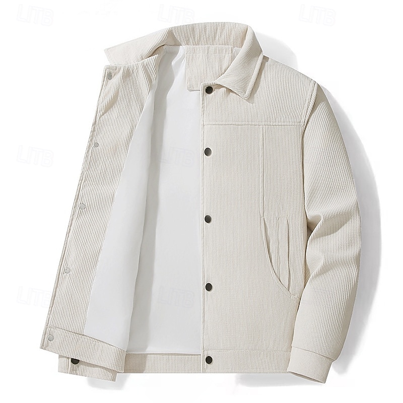Per uomo Giacca Leggera Giacca in Velluto a Coste Giacca Casual Vacanza Quotidiano Caldo Tasca Primavera Autunno Semplice Moda Classico Bavero Regolare Nero Cachi Verde militare Beige Giacca del 2025 a $37.99 –P11