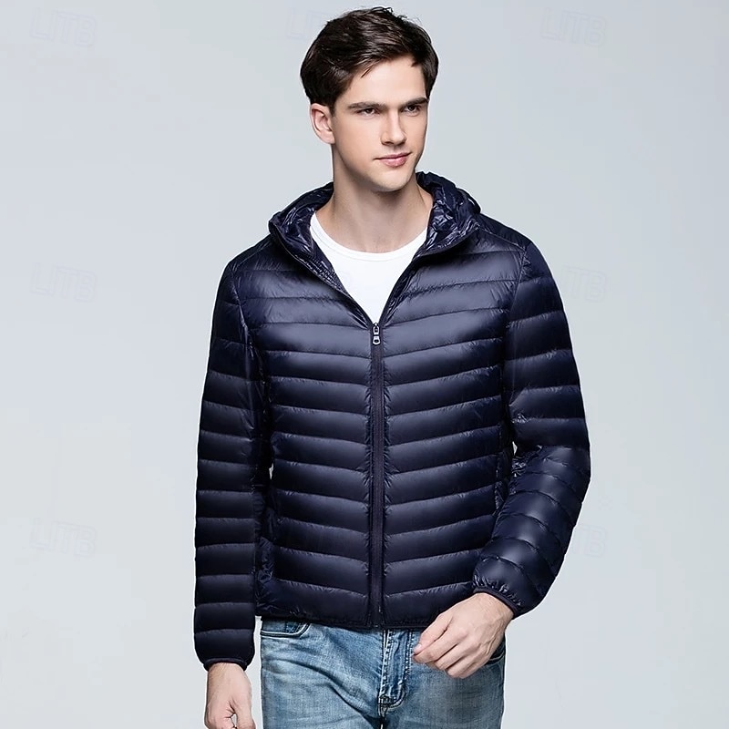 Męskie Płaszcz zimowy Dół kurtka puchowa Kurtka pikowana Kieszeń 50% biały puch kaczy Urlop Dzienne zużycie Randka Regularny Moda Codzienny Wygodny Keep Warm Jesień i zima Jednolity/zwykły kolor Wino 2026 - $45.99 –P2