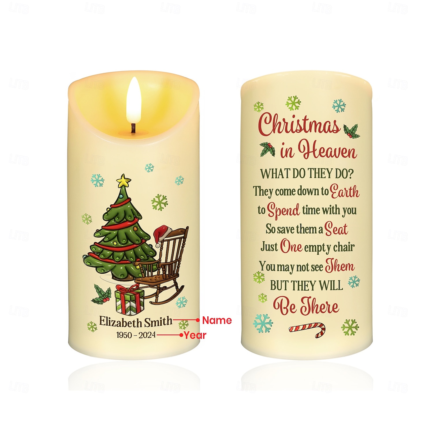 Candela commemorativa a LED personalizzata con testo personalizzato, regali di Natale per la perdita di una persona cara, elegante luce ricordo per la camera da letto, decorazione per la casa, espositore omaggio del 2025 a $15.99 –P7