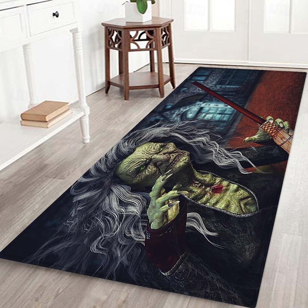 سجادة أرضية للهالوين بنمط أشباح مخيفة من الفلانيل، غير قابلة للانزلاق عند مدخل المنزل أو الحمام أو غرفة النوم 2025 - $29.99 –P3