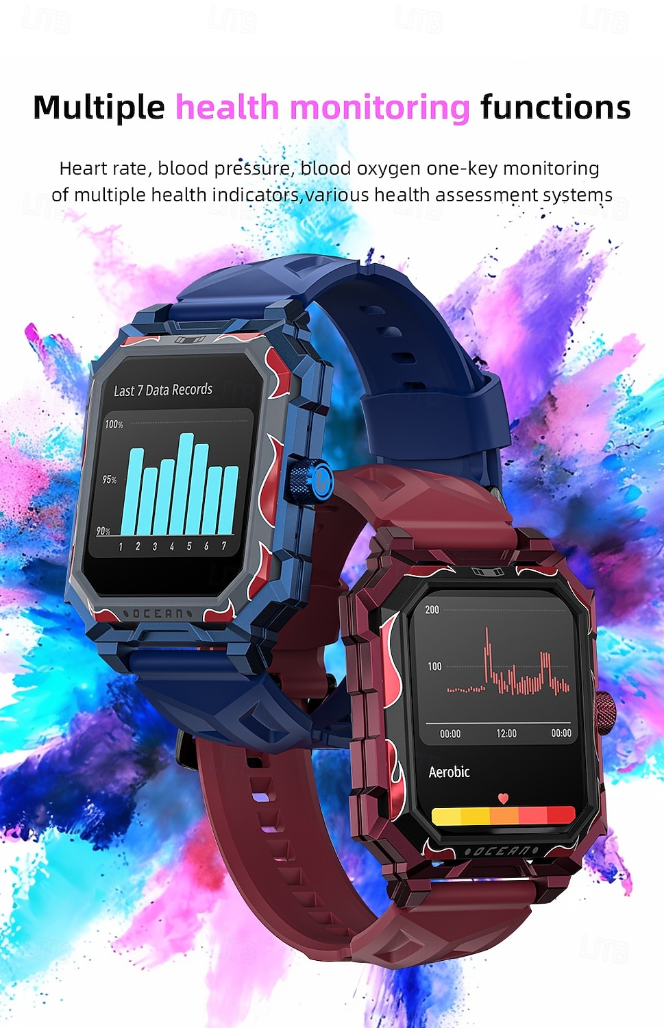 LOKMAT OCEAN MAX Slimme horloge 1.96 inch(es) Smart horloge Bluetooth Stappenteller Gespreksherinnering Activiteitentracker Compatibel met: Android iOS Dames Heren Lange stand-by Handsfree bellen 2025 - $45.99 –P12