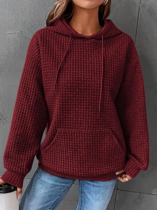Per donna Felpa con cappuccio Casual Comodo Manica Lunga Con Cappuccio Top Regolari Casuale Tasca Frontale Marrone rossastro Nero Bianco Giallo Rosa Autunno Inverno del 2025 a $25.99 –P13