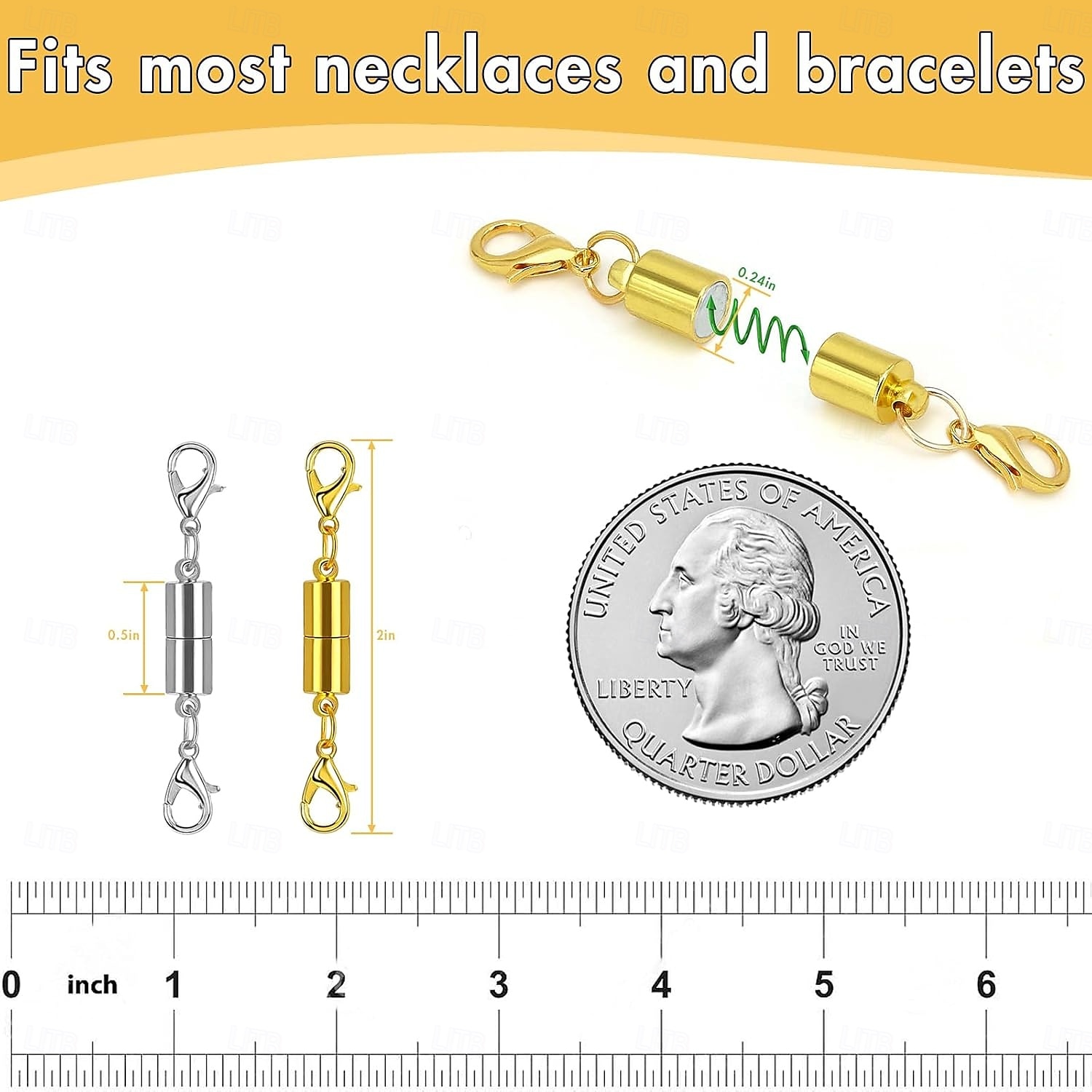 Pacote com 12 fechos e fechos magnéticos para colar. Extensor de joias com ímã forte. Fecho magnético para colar, ideal para fazer pulseiras e colares. Banhado a ouro e prata. de 2025 por $11.99 –P9