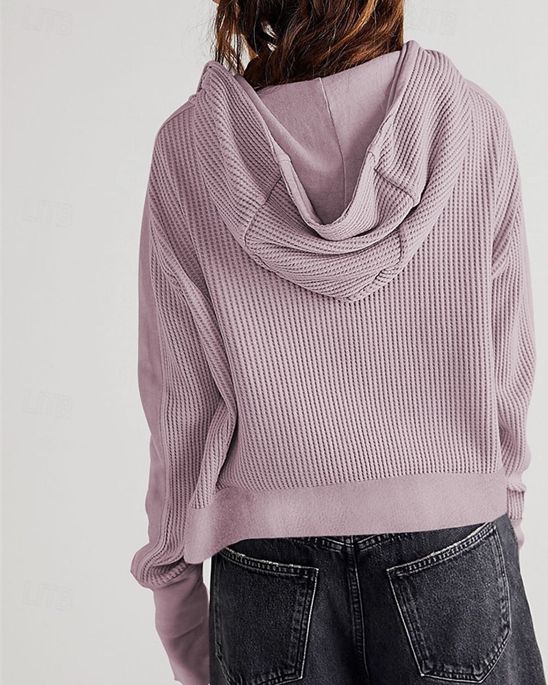 Mulheres Jaqueta casual Casaco com capuz Manter Quente Confortável Zíper Bolsos Moda Ao ar livre Tecido Para Noite Final de semana Zíper Padrão Com Capuz Normal Manga Longa agasalhos Preto Rosa Azul de 2025 por $31.99 –P10