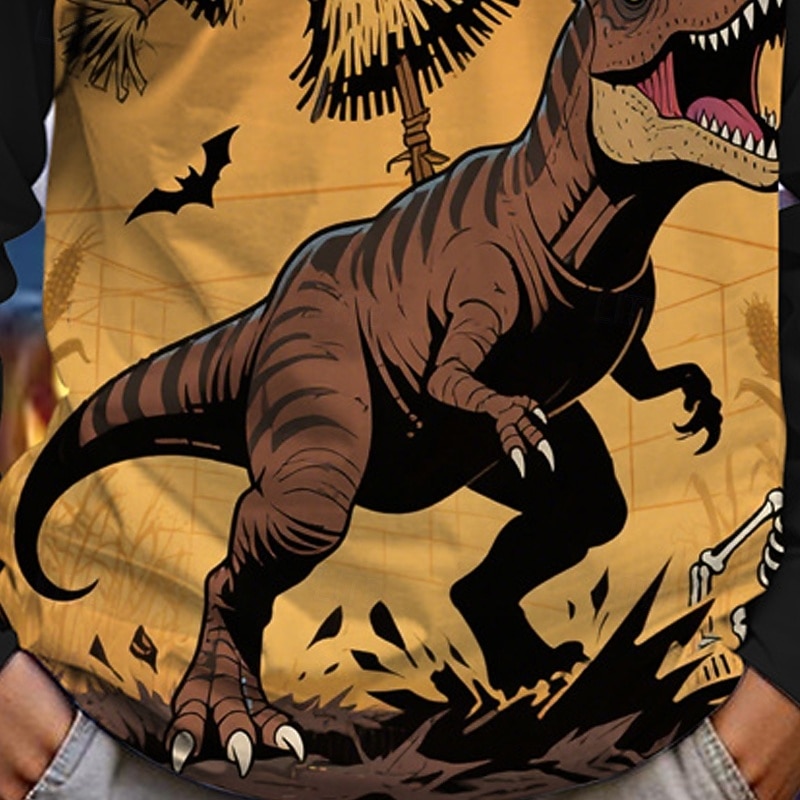 Halloween Pojkar 3D Tecknat Dinosaurie T-shirt Långärmad Vår Höst Mode Grundläggande Barn 4-12 år Rund hals Utomhus Ledigt Dagligen Normal 2025 - $13.99 –P5
