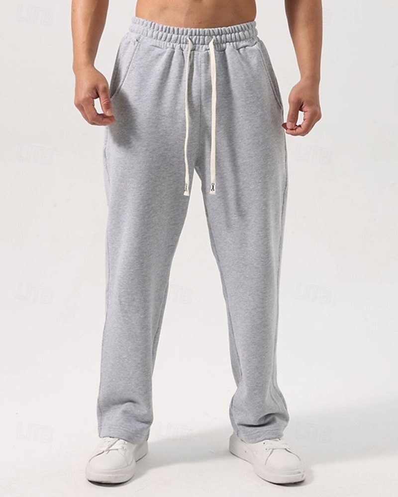 Men's Sweatpants Trousers Straight Leg Sweatpants Drawstring Pocket Elastic Waist Plain Comfort Sports Outdoor Daily Fashion Casual Black White Micro-elastic 2026 - $21.99 –P11
