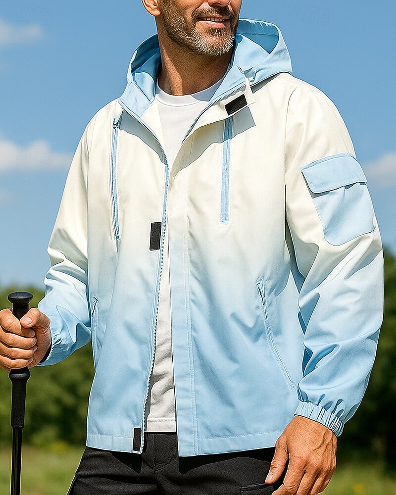 Herre Vindtett jakke Softshell jakke Turjakke Utendørs Vanntett Vindtett Turantrekk Turklær Vår Høst Topper Camping / fotturer / grotting Løp Gradert Svart Rosa Blå 2026 - $39.99 –P5